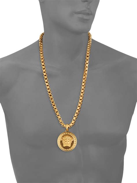 versace men's gold chain only necklaces|Versace lock statement necklace.